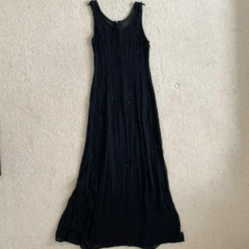 Full length 90s vintage beaded black goth gown small